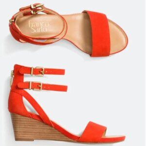 Franco Sarto Women’s Danissa Orange Red Leather Wedge – Size 7M